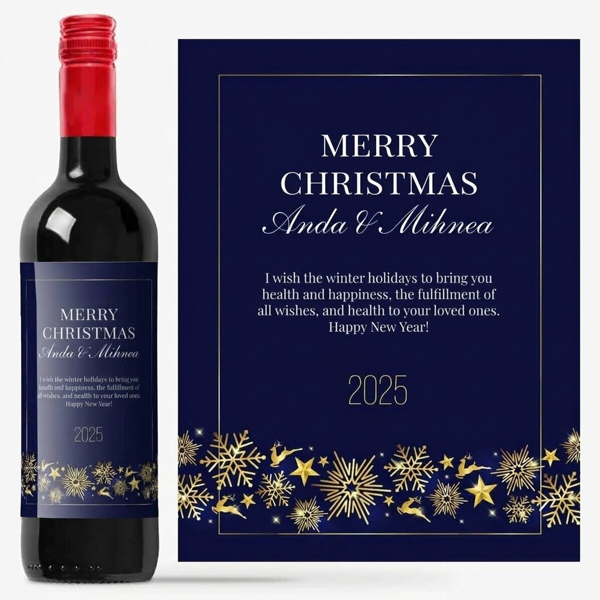 Wein mit individueller Beschriftung – Golden Snowflakes