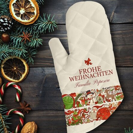 Personalisierter Küchenhandschuh mit Aufdruck – Traditional Christmas