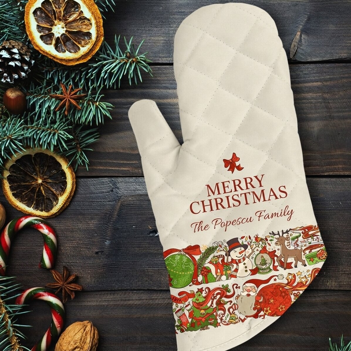 Personalisierter Küchenhandschuh mit Aufdruck – Traditional Christmas