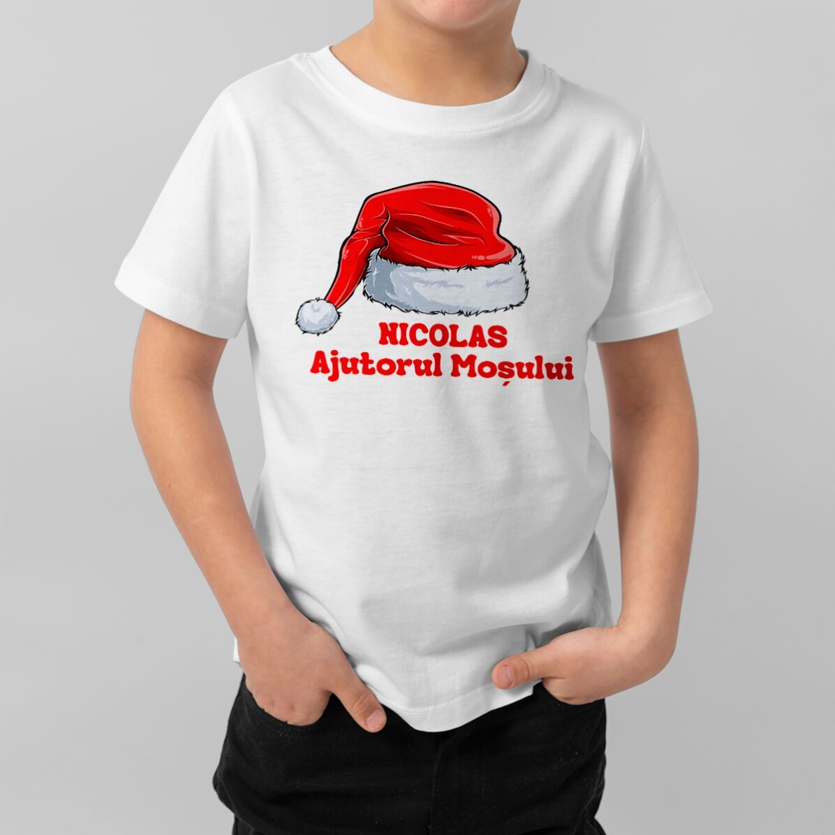 Personalisiertes Baumwoll-T-Shirt für Kinder mit Aufdruck – Weihnachten
