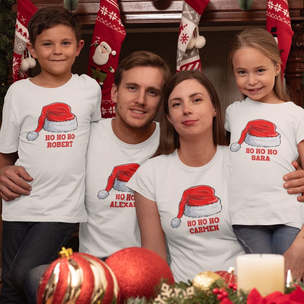 Personalisiertes Baumwoll-T-Shirt für Kinder mit Aufdruck – Weihnachten