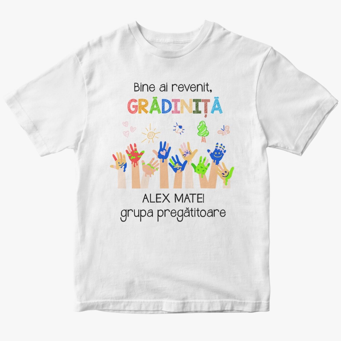Personalisiertes Baumwoll-T-Shirt für Kinder mit Aufdruck – Kindergarten