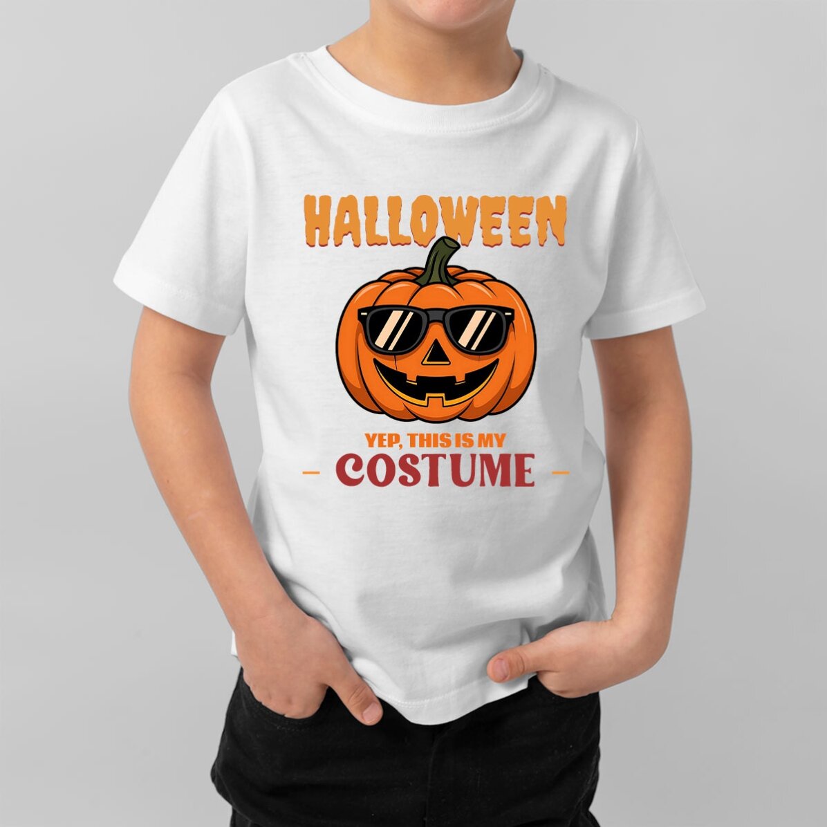 Personalisiertes Baumwoll-T-Shirt für Kinder mit Aufdruck – „This is my costume“