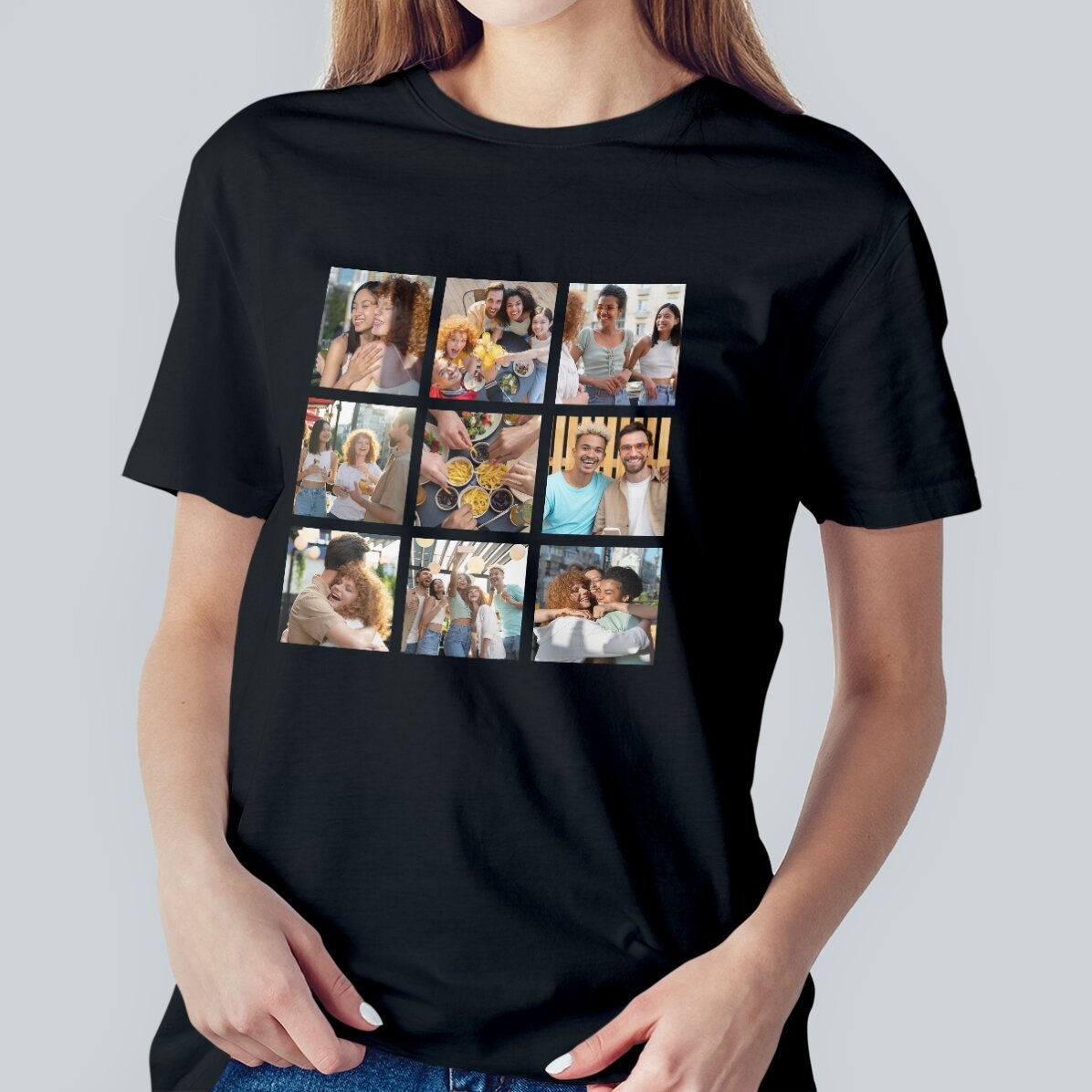 Personalisiertes Baumwoll-T-Shirt mit 9 Fotos