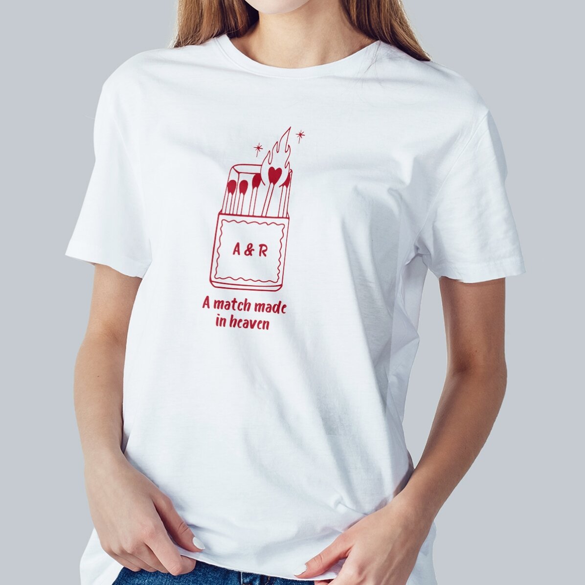Personalisiertes Baumwoll-T-Shirt mit Initialen – Heaven