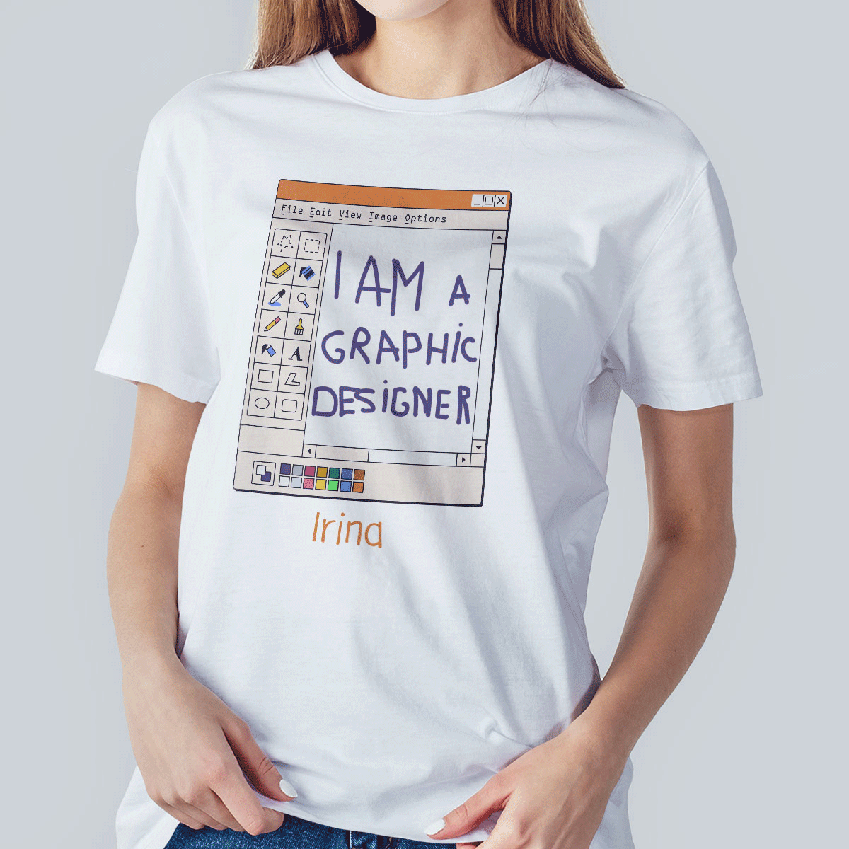 Personalisiertes Baumwoll-T-Shirt mit Namen – Grafikdesigner
