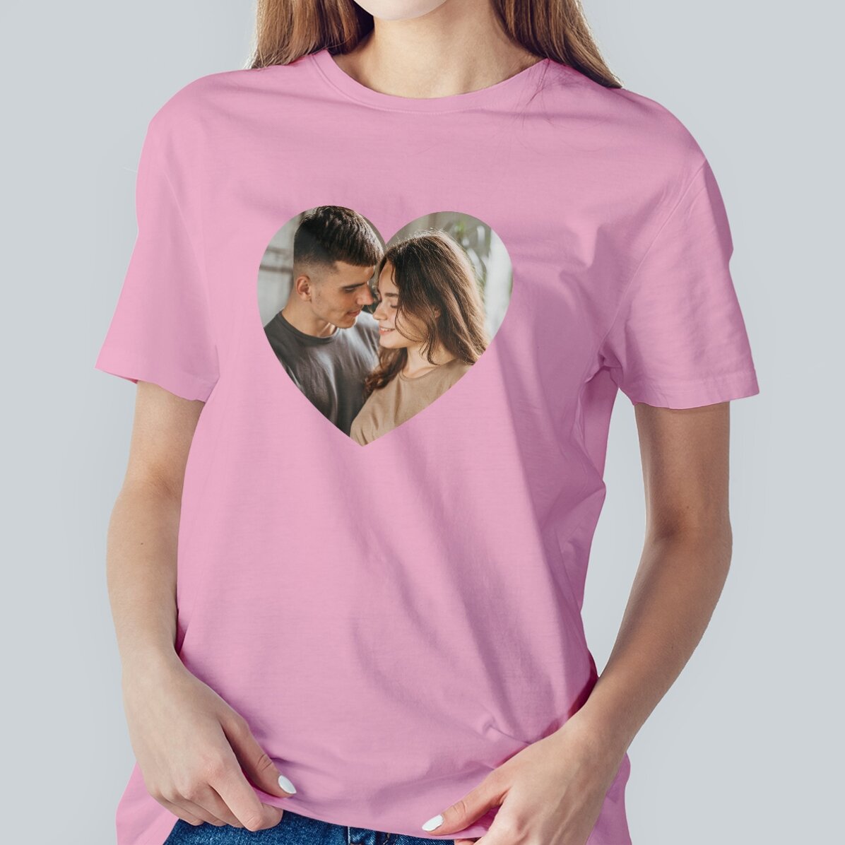 Personalisiertes Baumwoll-T-Shirt mit einem Foto – Herz