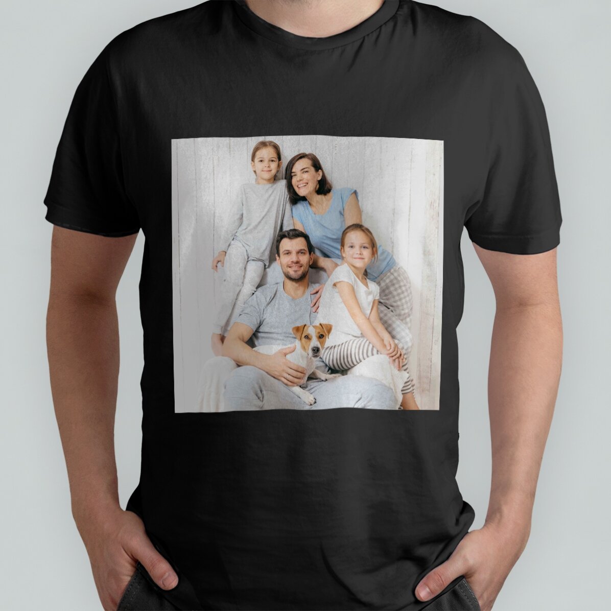 Personalisiertes Baumwoll-T-Shirt mit einem quadratischen Foto