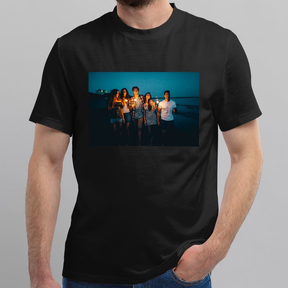 Personalisiertes Baumwoll-T-Shirt mit einem Foto im Querformat