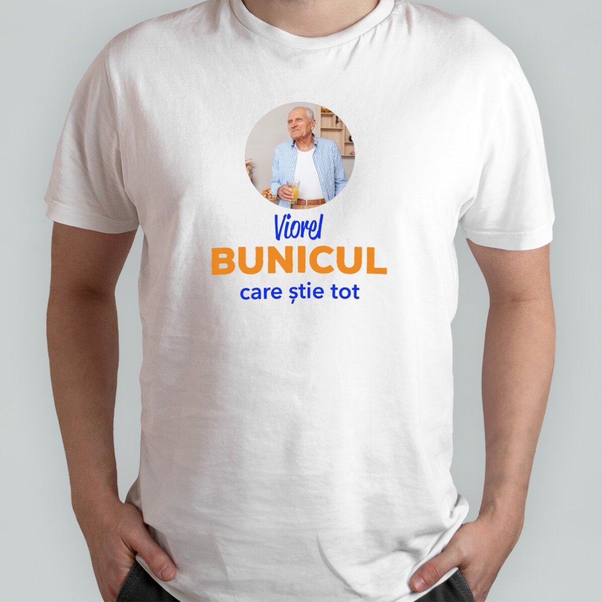 Personalisiertes Baumwoll-T-Shirt mit Foto und Text – Opa