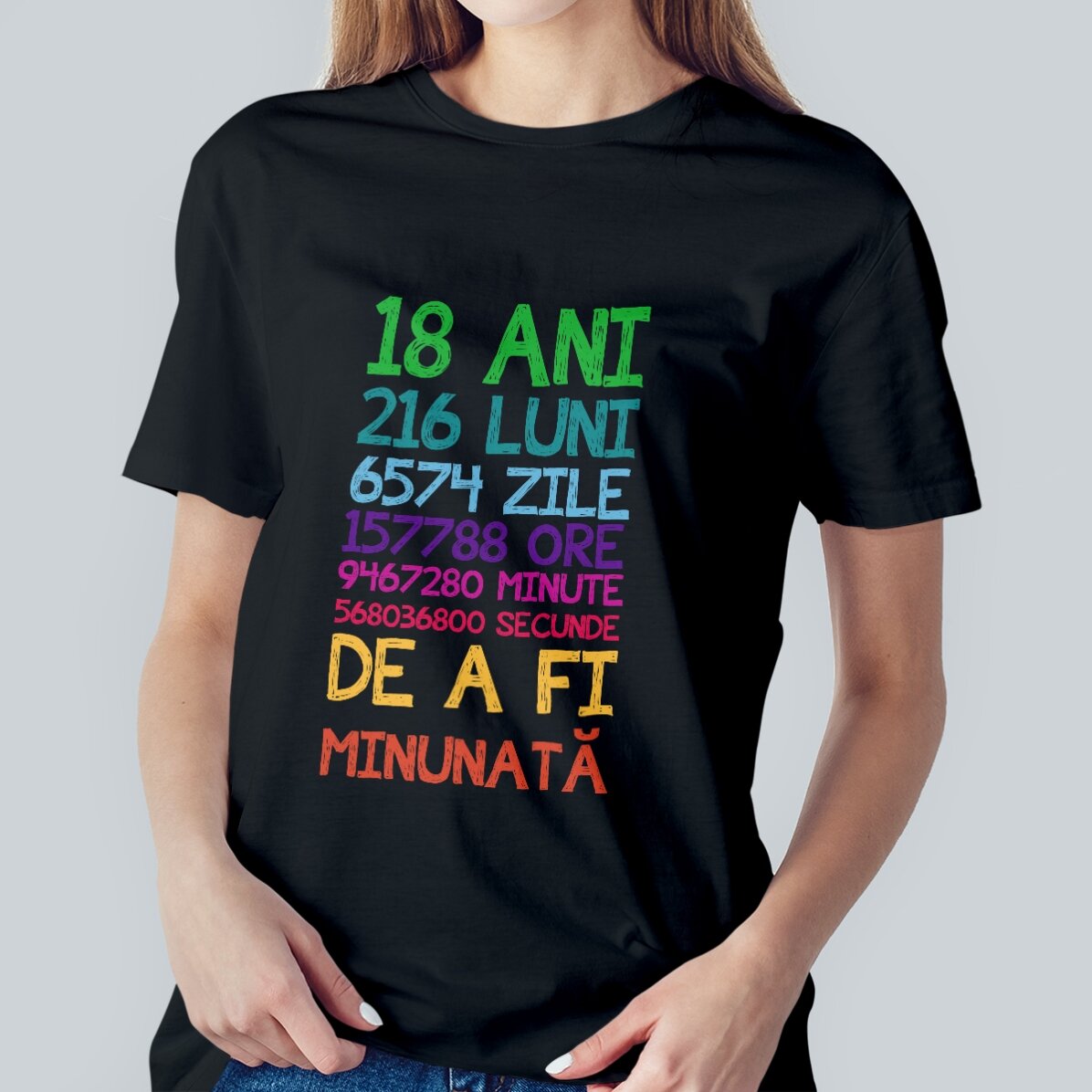 Personalisiertes Baumwoll-T-Shirt mit Aufdruck – 18 Jahre