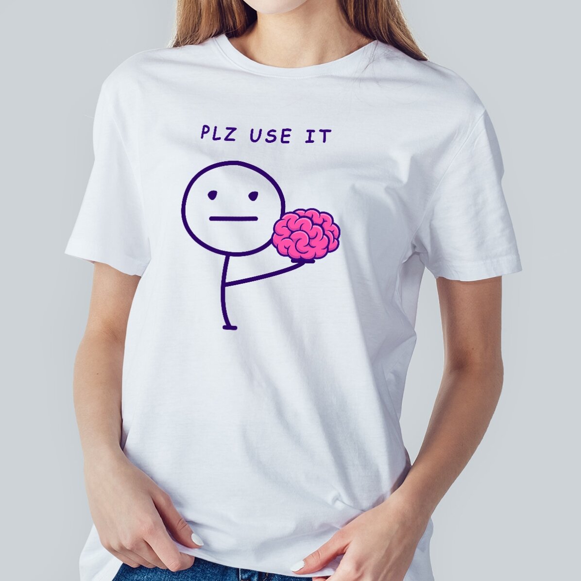 Personalisiertes Baumwoll-T-Shirt mit Aufdruck – Brain
