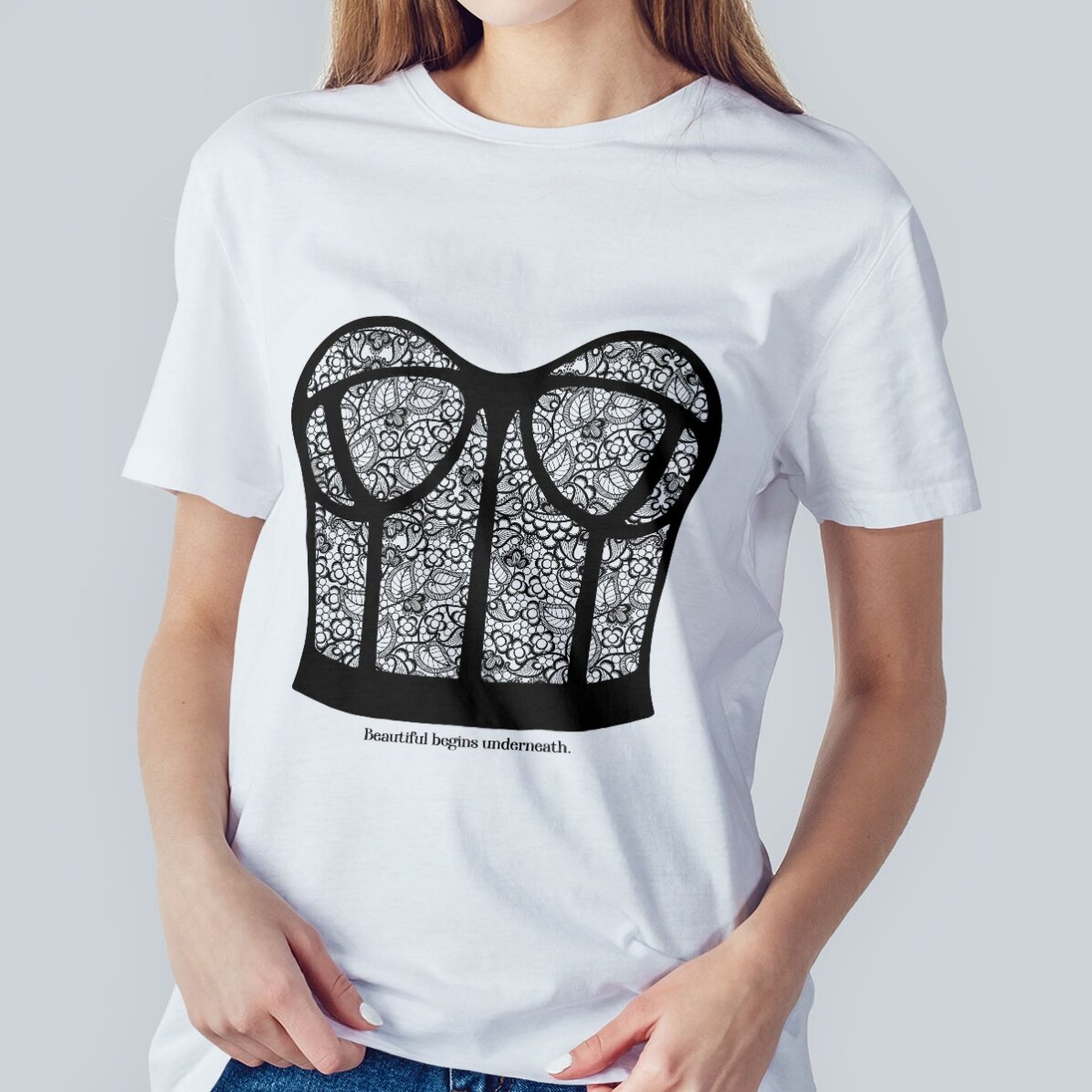 Custom cotton T-shirt with text - Corset