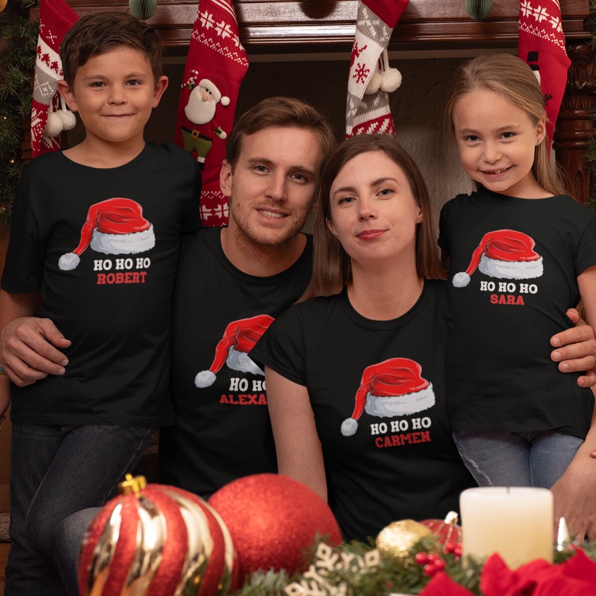 Personalisiertes Baumwoll-T-Shirt mit Aufdruck – Weihnachten