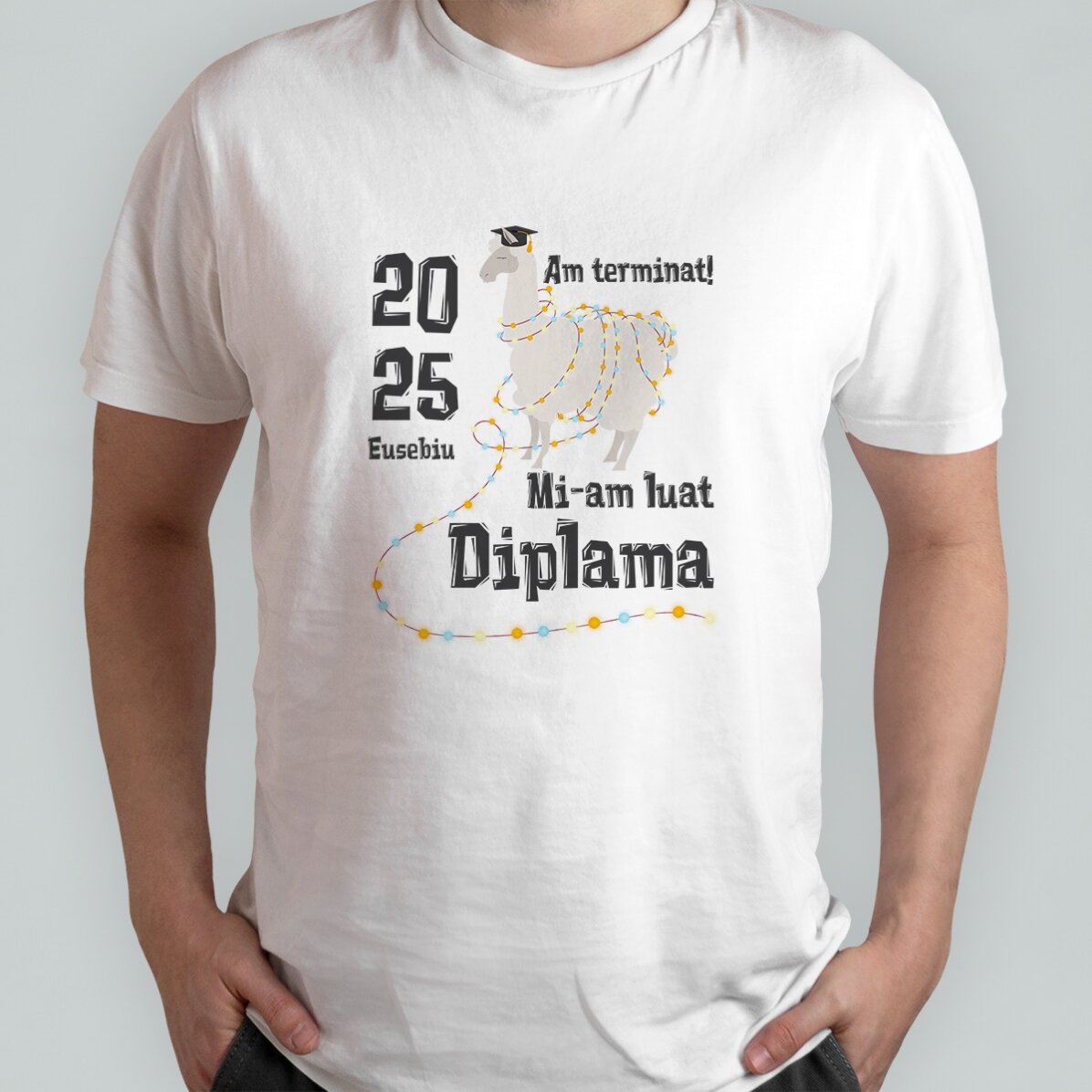 Personalisiertes Baumwoll-T-Shirt mit Aufdruck – Diplama