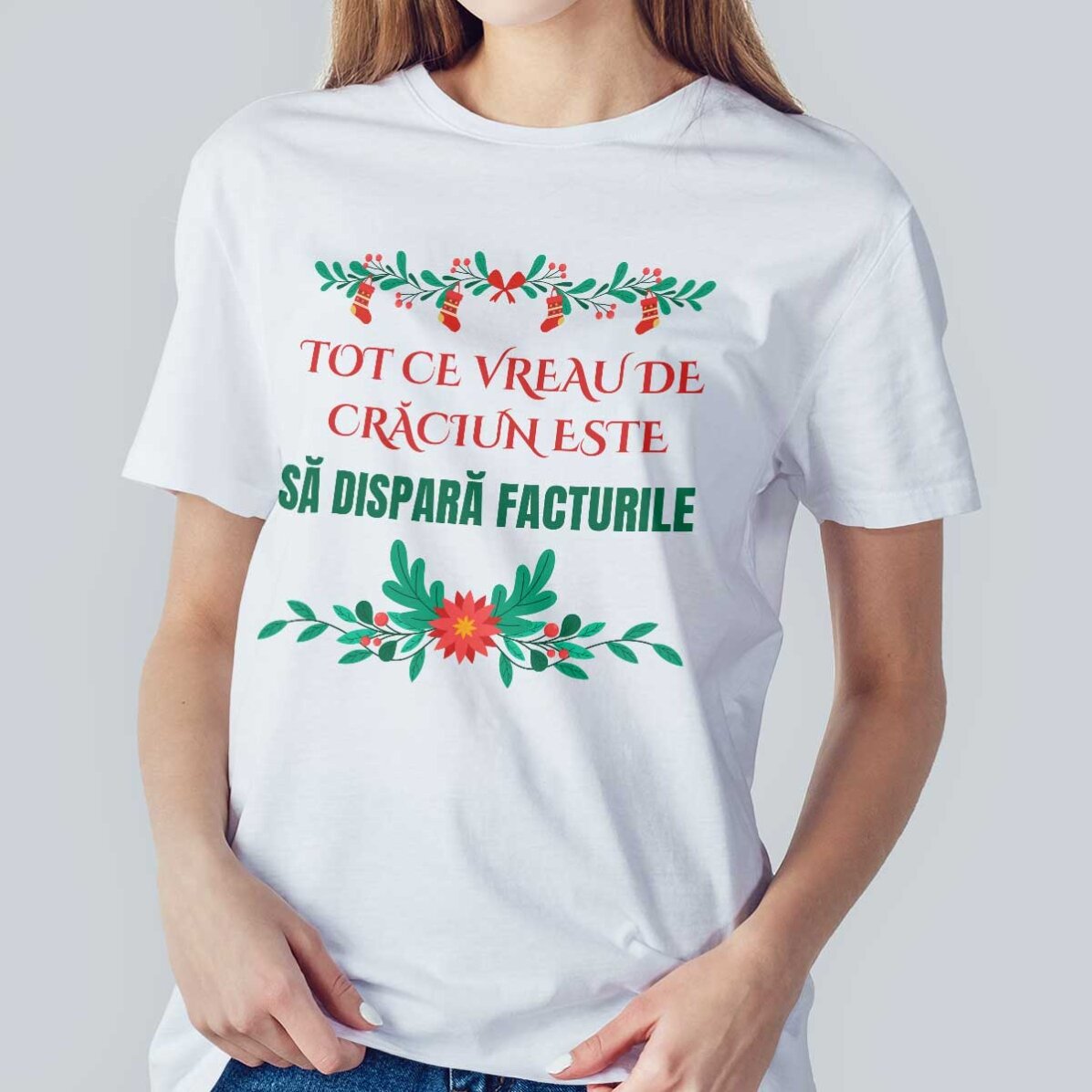 Personalisiertes Baumwoll-T-Shirt mit Aufdruck – Weihnachtswunsch