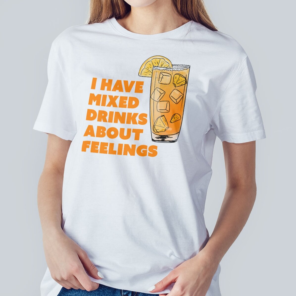 Personalisiertes Baumwoll-T-Shirt mit Aufdruck – „Drinking“