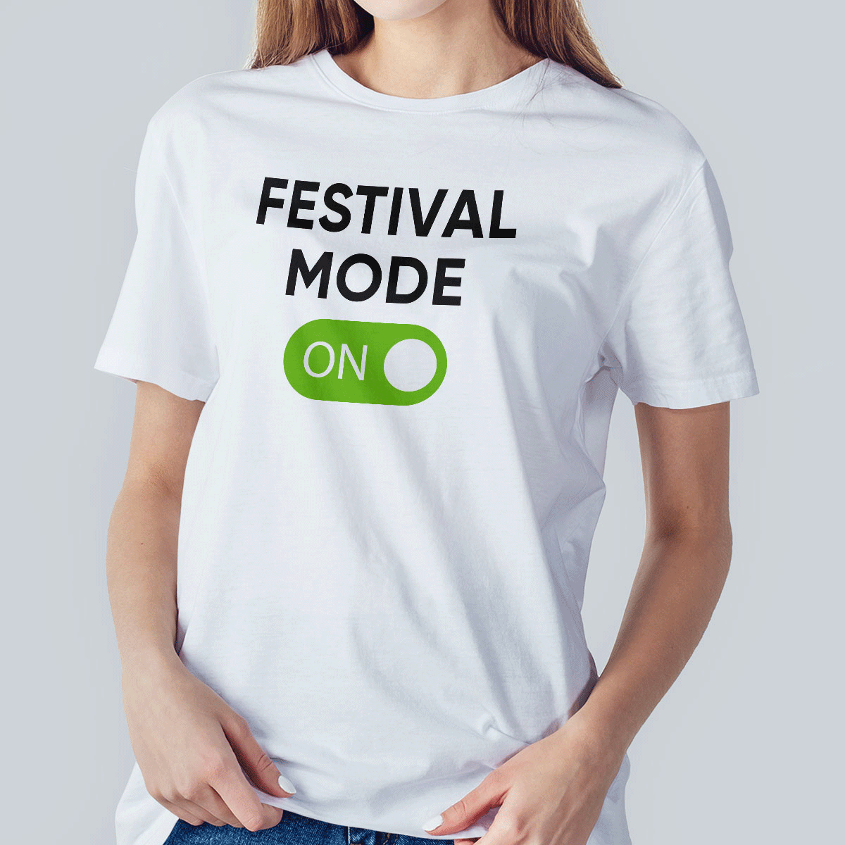 Personalisiertes Baumwoll-T-Shirt mit Aufdruck – Festival Mode
