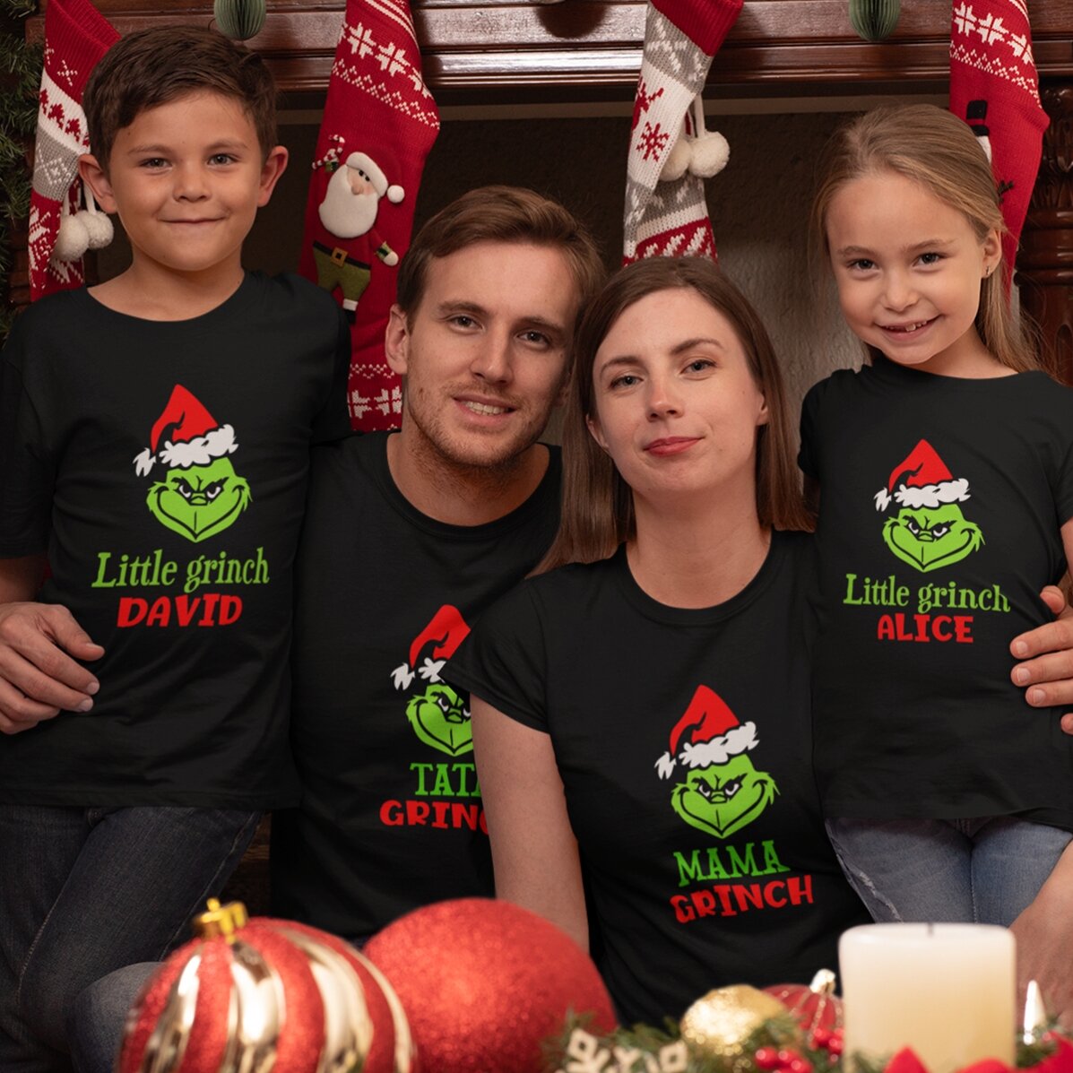 Personalisiertes Baumwoll-T-Shirt mit Aufdruck – Grinch