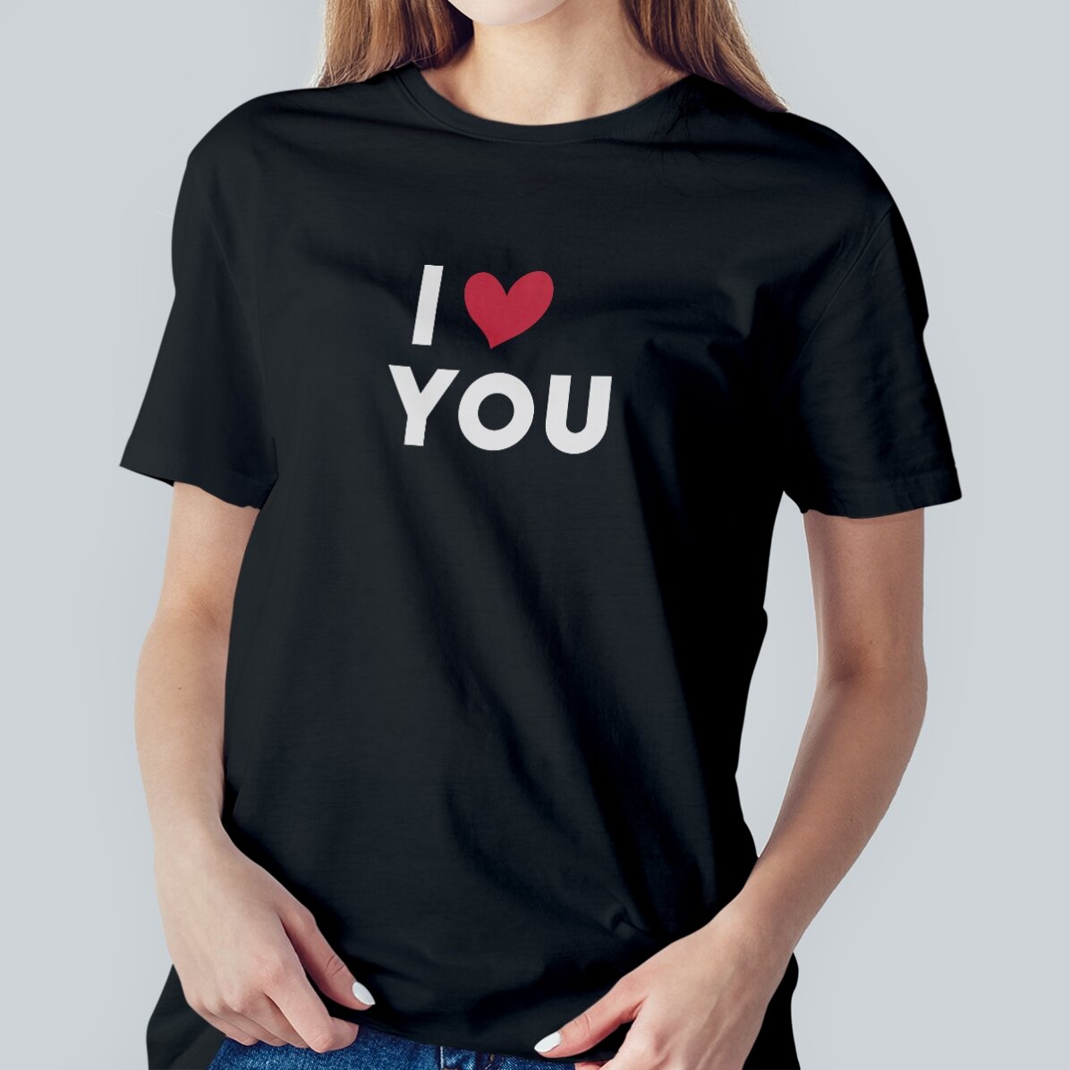 Personalisiertes Baumwoll-T-Shirt mit Aufdruck – I love...