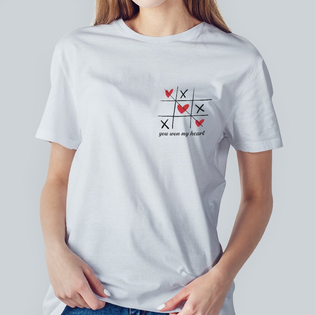 Personalisiertes Baumwoll-T-Shirt mit Aufdruck – Herz