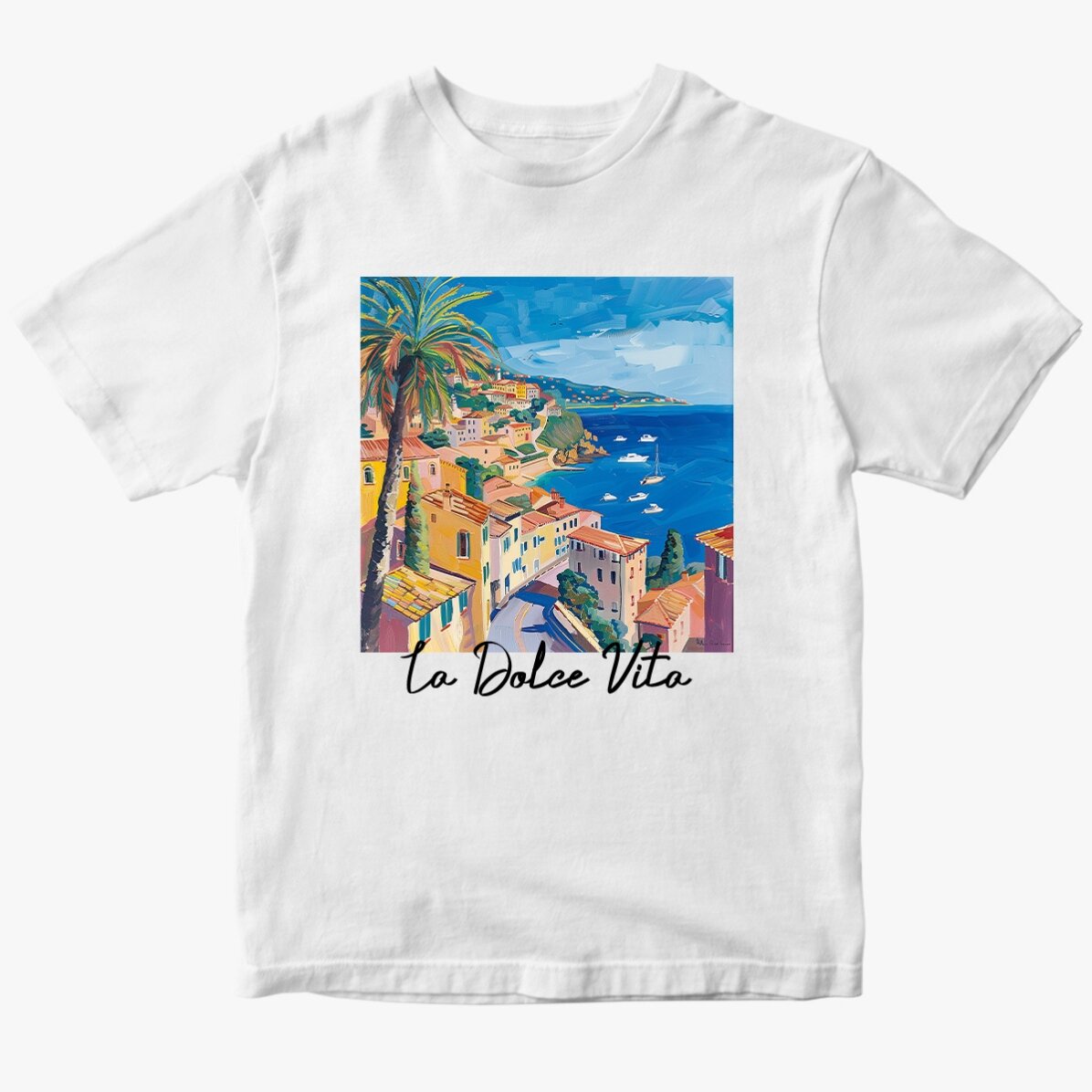 Personalisiertes Baumwoll-T-Shirt mit Aufdruck – La Dolce Vita