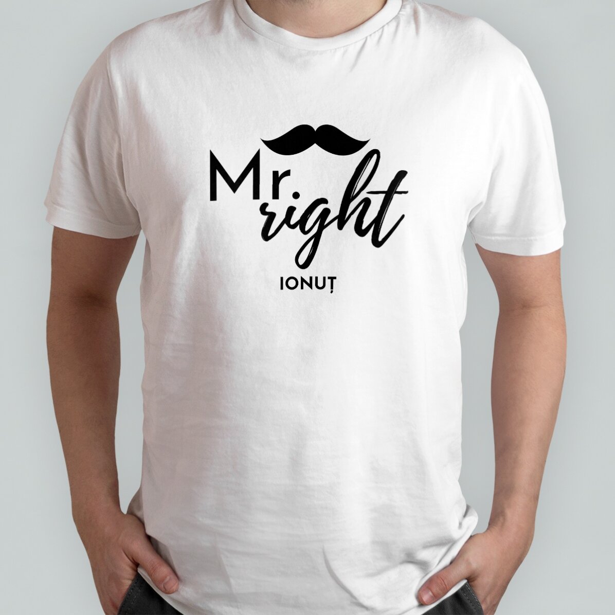 Personalisiertes Baumwoll-T-Shirt mit Aufdruck – Mr. Right