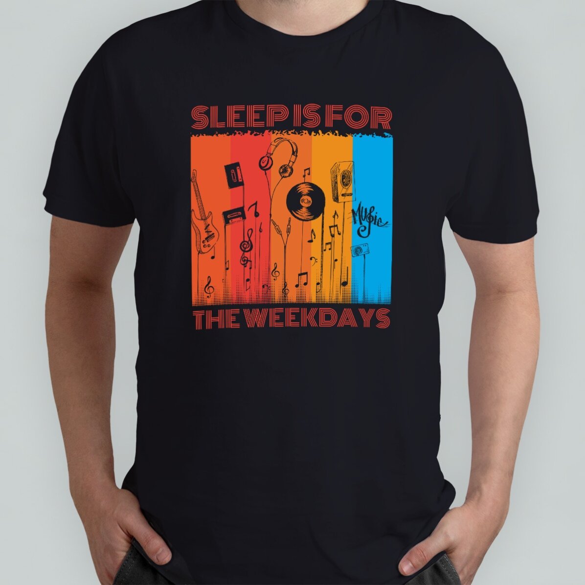 Personalisiertes Baumwoll-T-Shirt mit Aufdruck – Music life