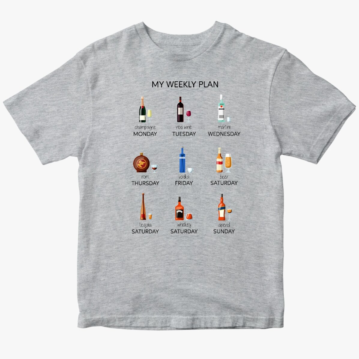 Custom cotton T-shirt with text - My weekly plan