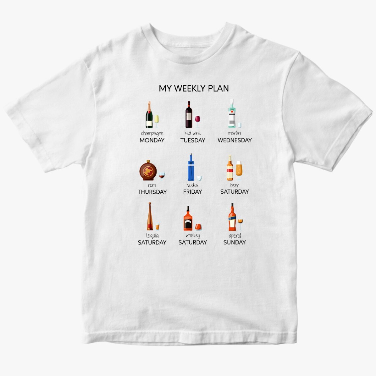 Custom cotton T-shirt with text - My weekly plan
