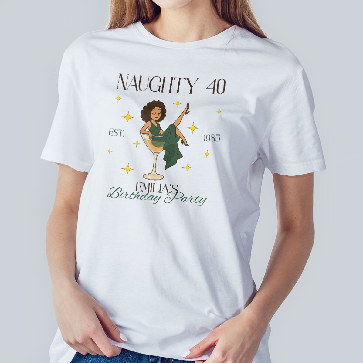 Personalisiertes Baumwoll-T-Shirt mit Aufdruck – Naughty