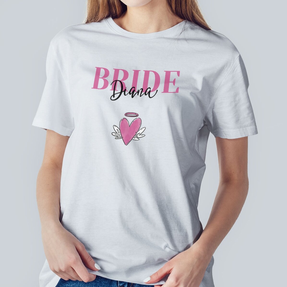 Custom cotton T-shirt with text - Wedding