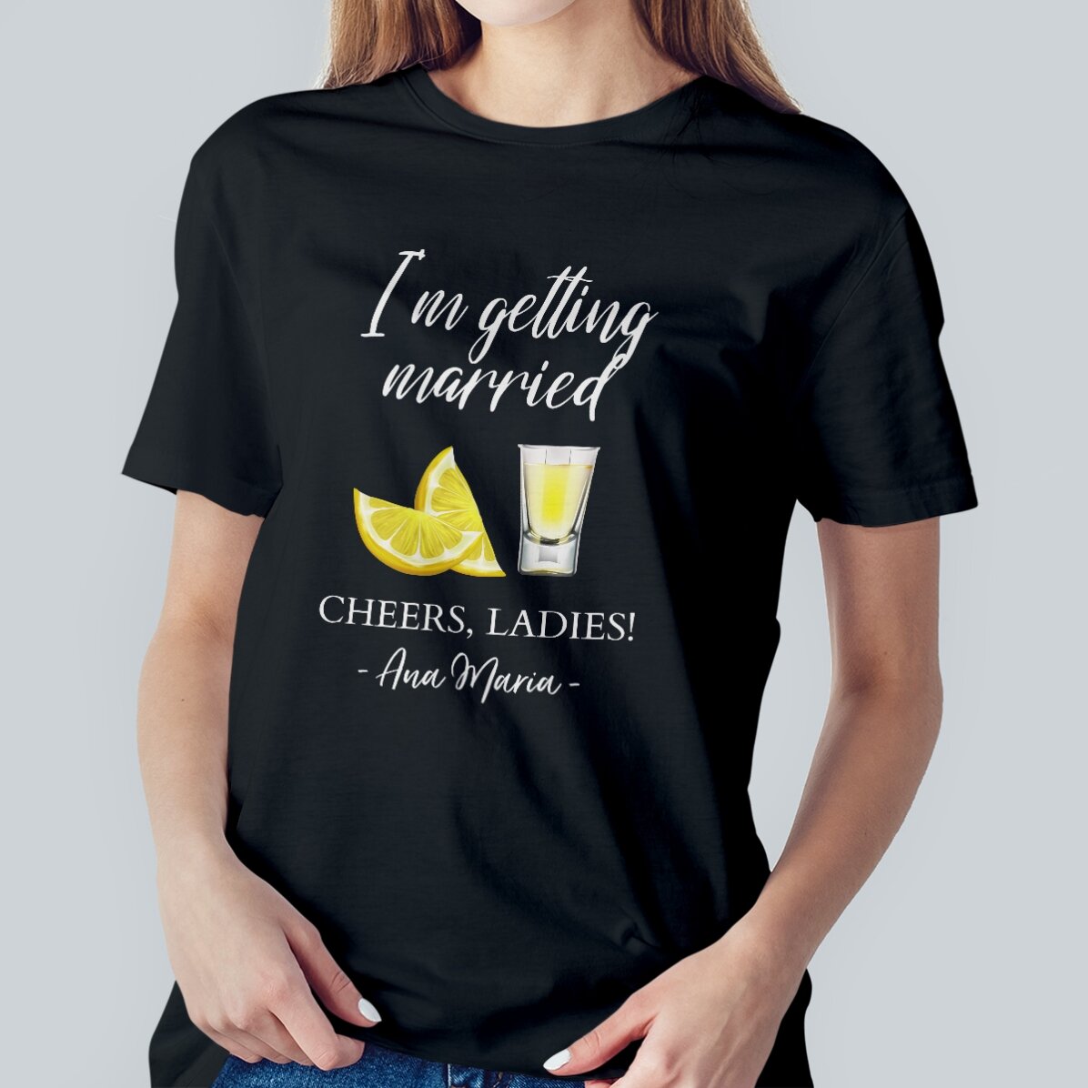 Personalisiertes Baumwoll-T-Shirt mit Aufdruck für Junggesellinnen