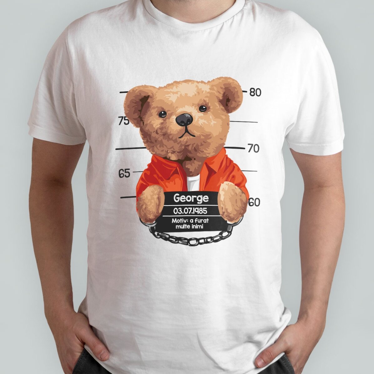 Personalisiertes Baumwoll-T-Shirt mit Aufdruck – „Prison Teddy Bear“