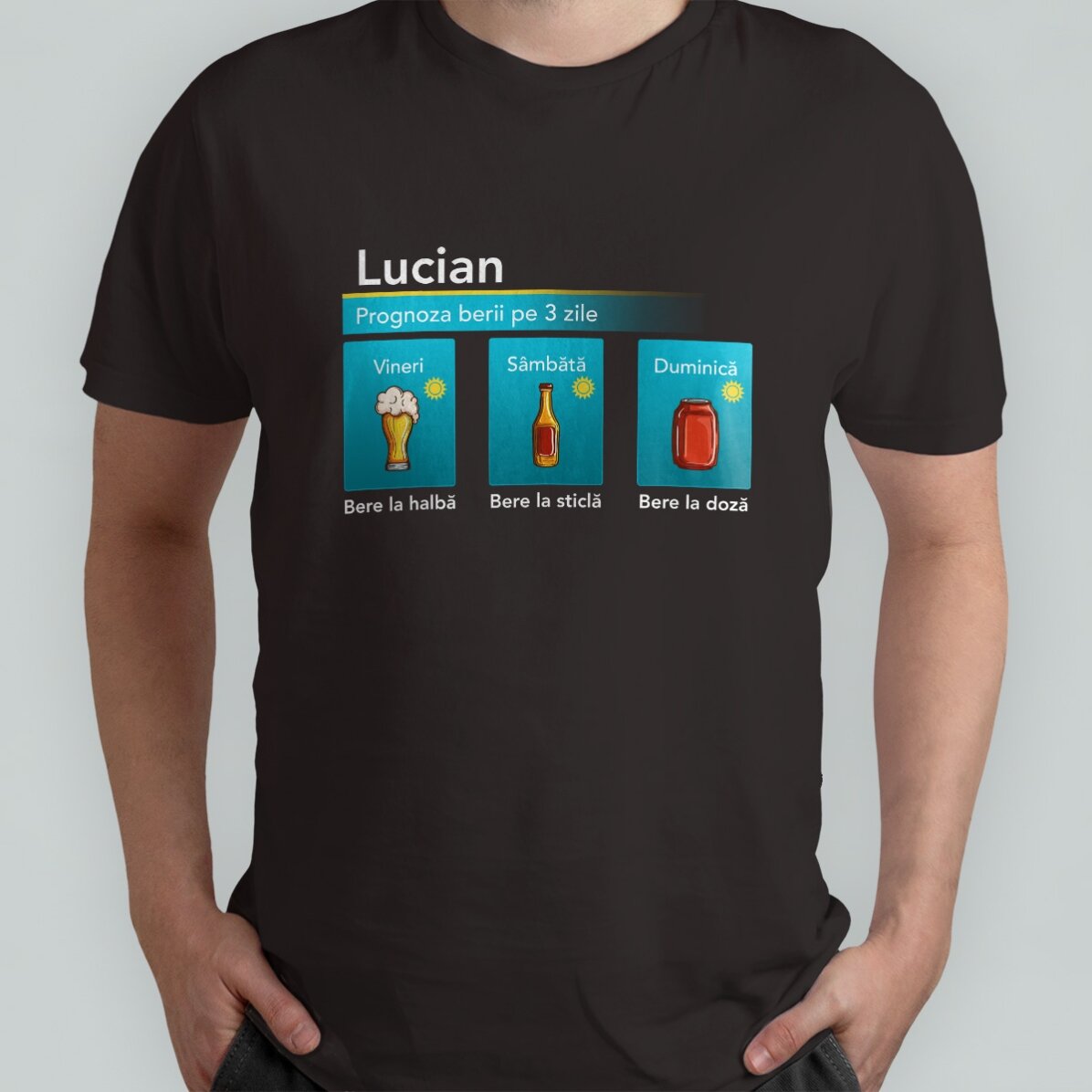 Personalisiertes Baumwoll-T-Shirt mit Aufdruck – „Prognoza berii“