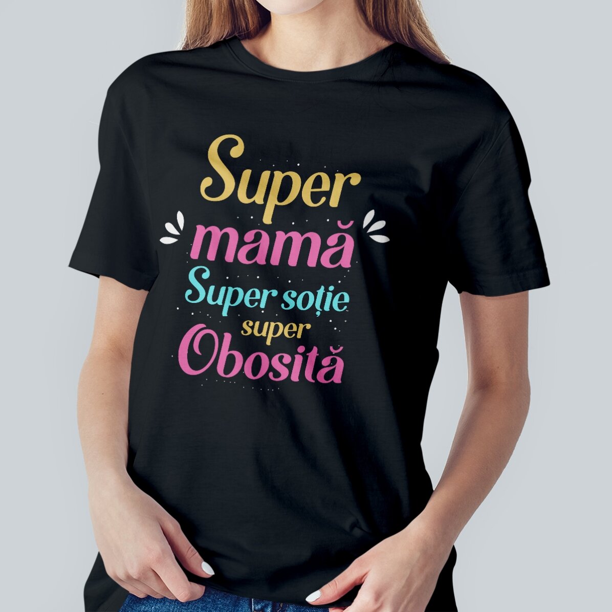 Personalisiertes Baumwoll-T-Shirt mit Aufdruck – Super Mama