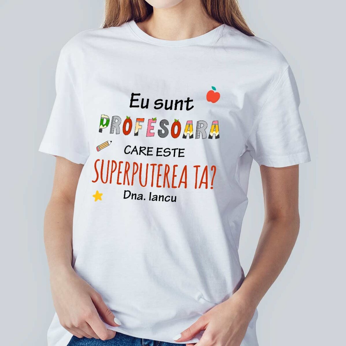 Personalisiertes Baumwoll-T-Shirt mit Aufdruck – Superpower