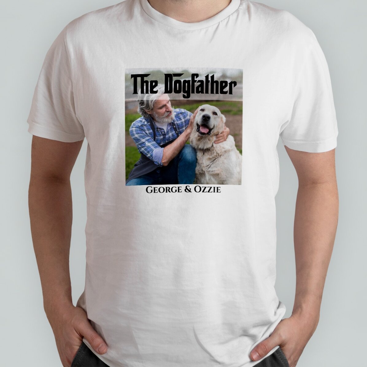 Personalisiertes Baumwoll-T-Shirt mit Text und Foto – The Dogfather
