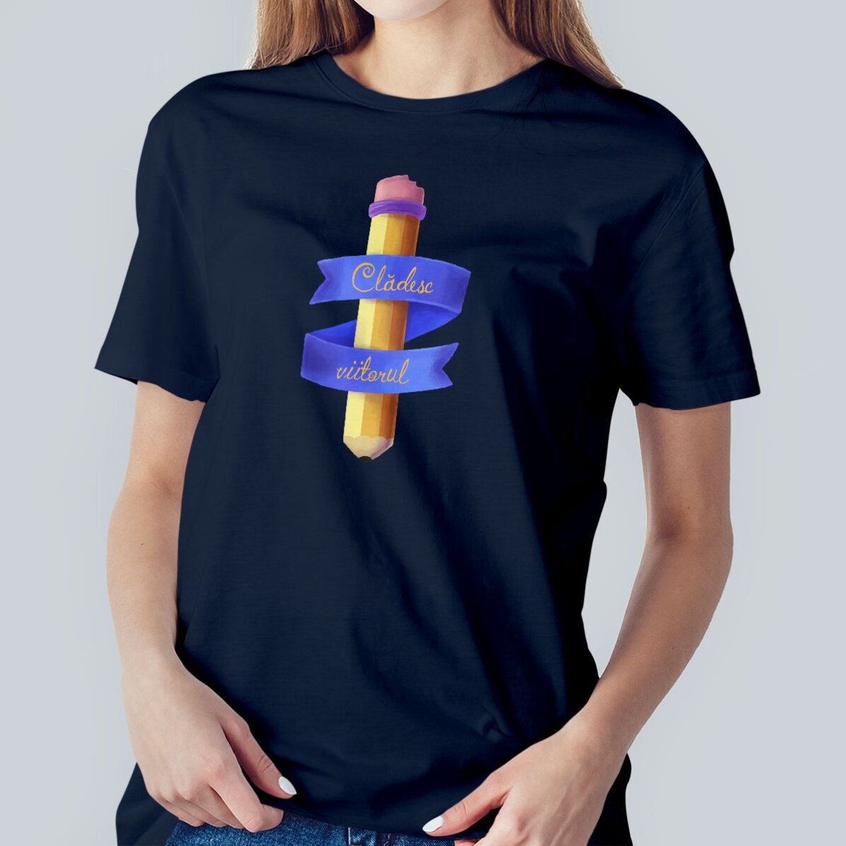 Personalisiertes Baumwoll-T-Shirt mit Aufdruck – Watercolor pencil