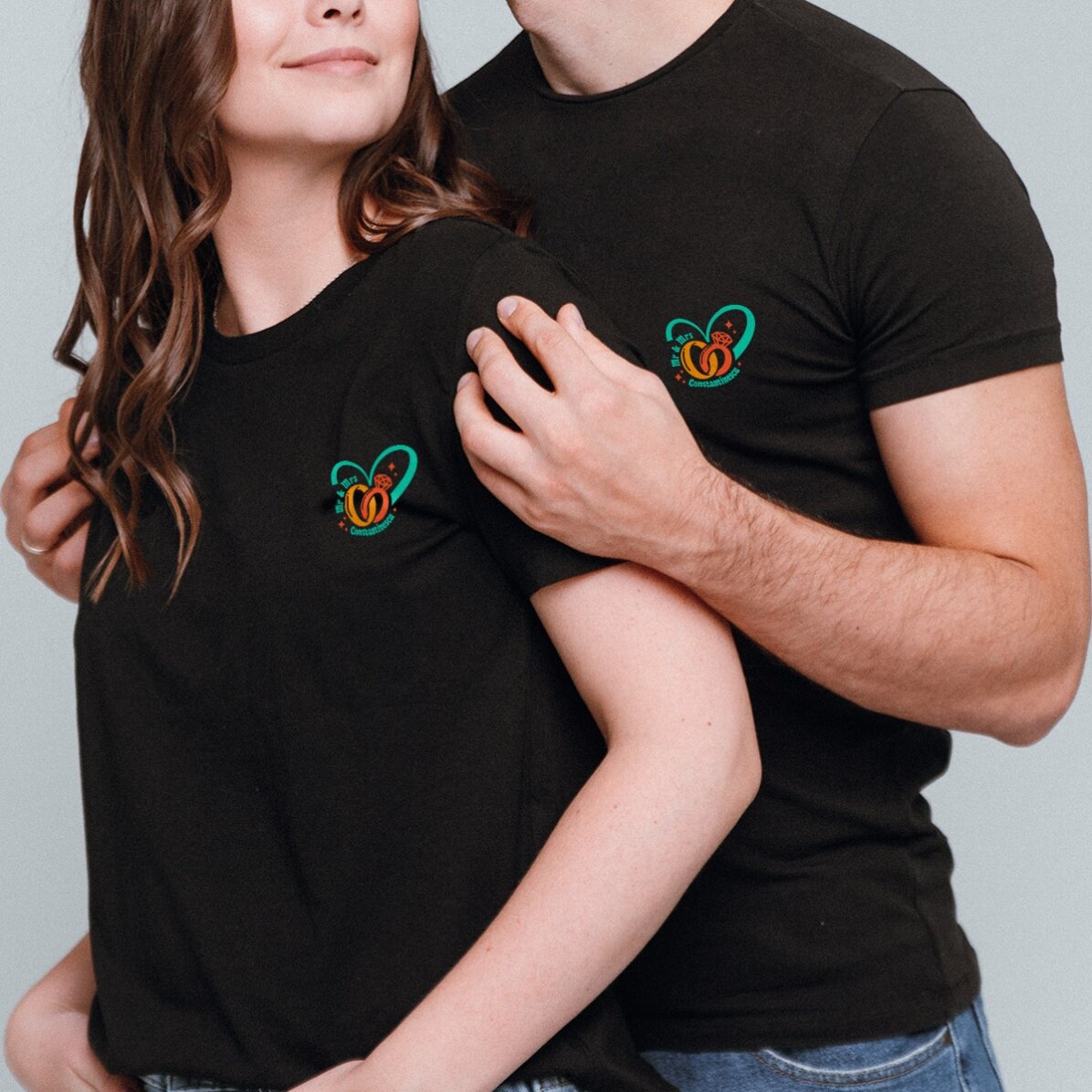 Personalisiertes Baumwoll-T-Shirt mit Aufdruck – Eheringe