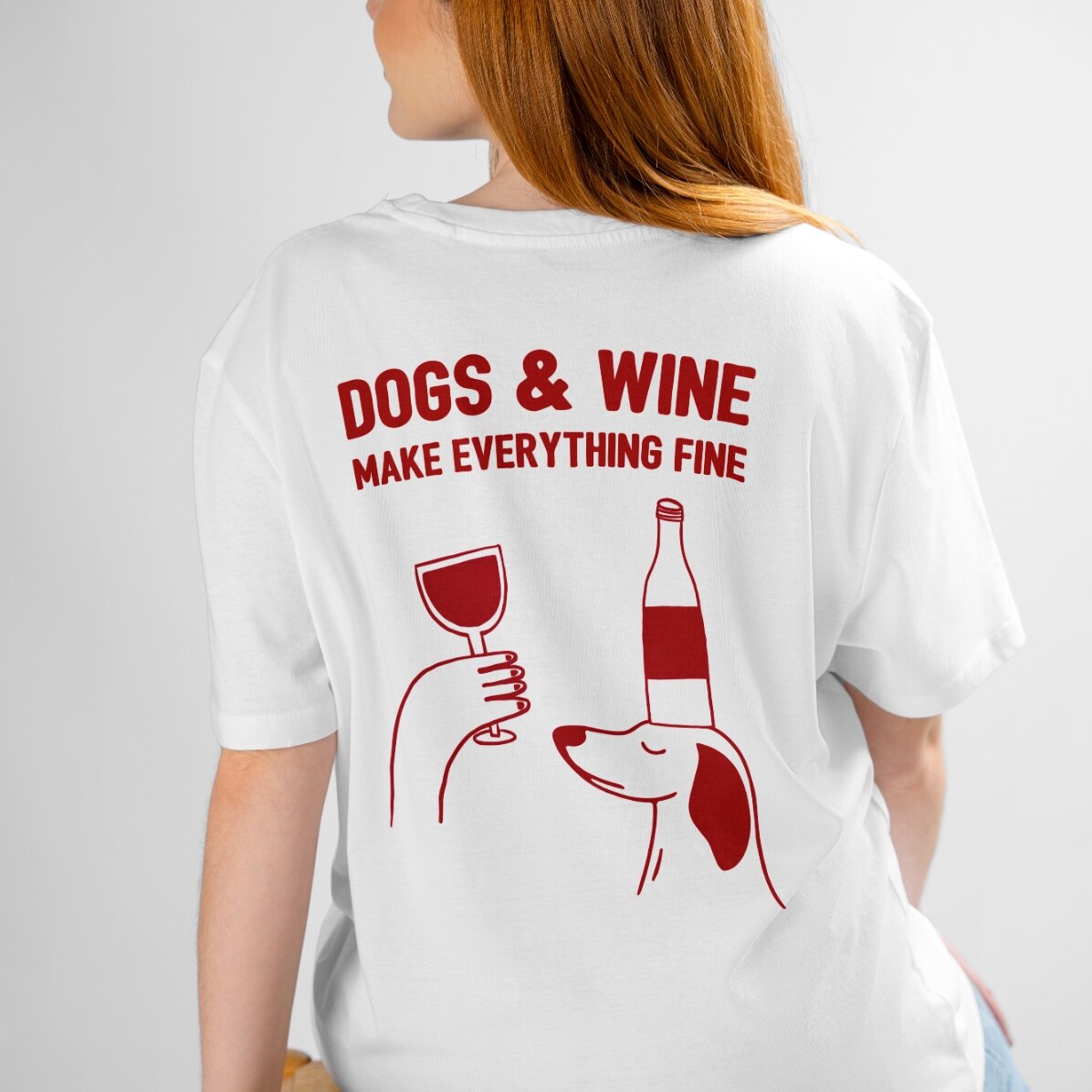 Personalisiertes Baumwoll-T-Shirt mit Aufdruck – Weinrot
