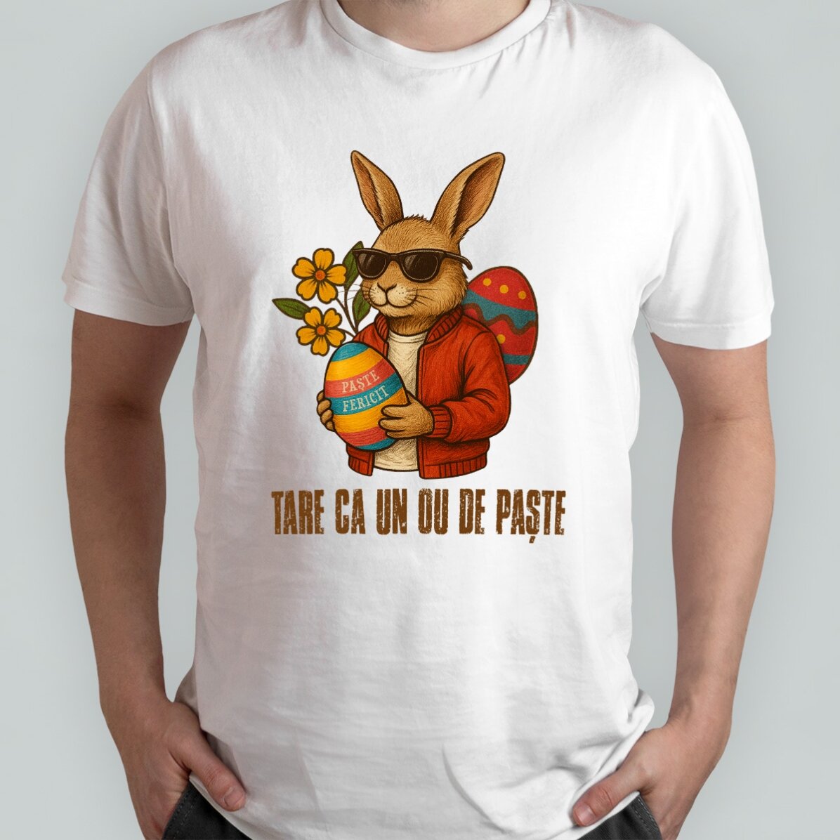 Personalisiertes Baumwoll-T-Shirt zu Ostern – Cooler Hase