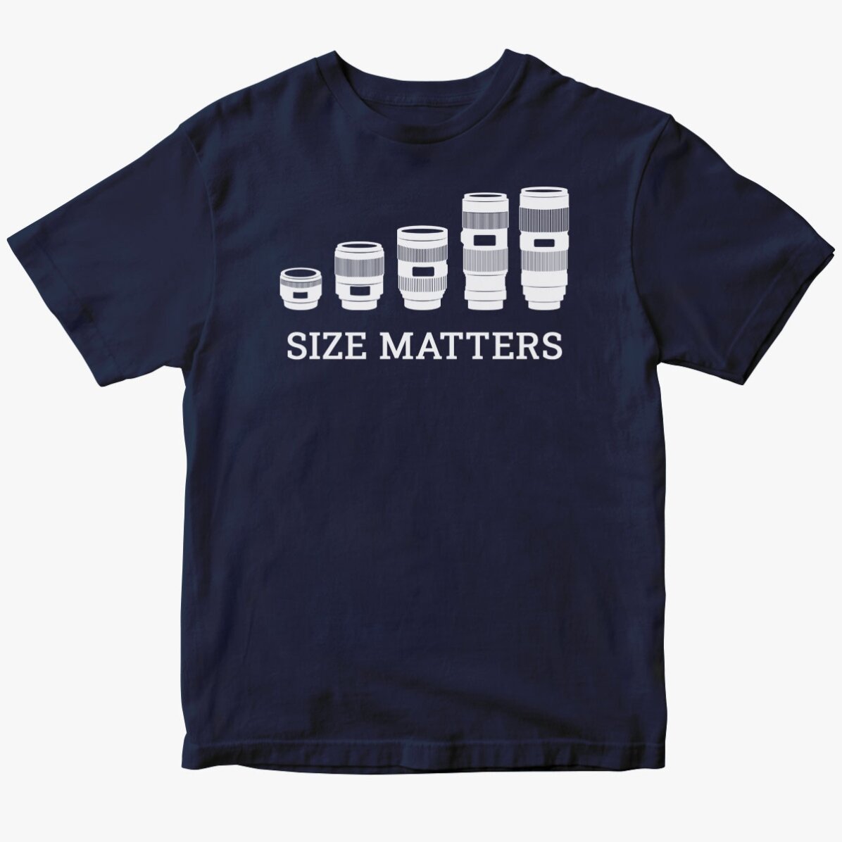 Personalisiertes Baumwoll-T-Shirt für Fotografen – Size Matters