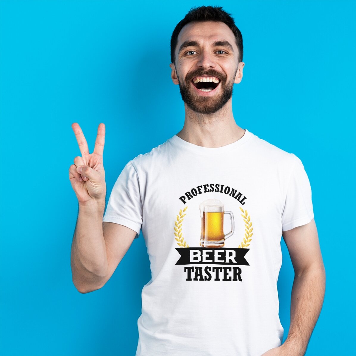 Custom cotton T-shirt with text - Beer taster