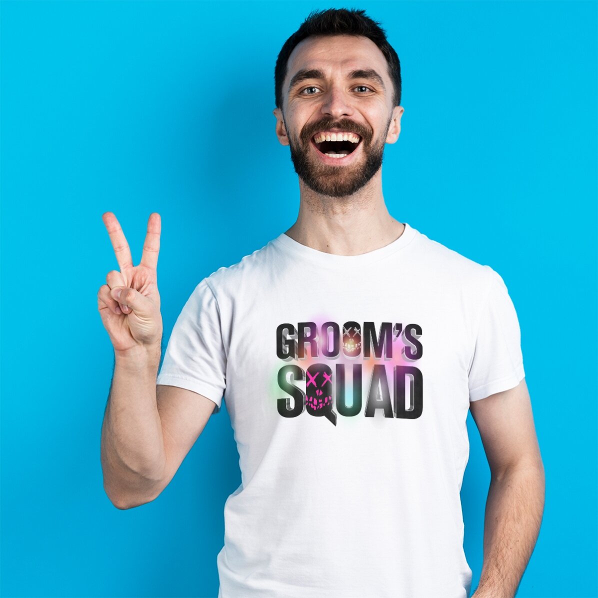 Personalisiertes Baumwoll-T-Shirt mit Aufdruck – „Groom’s Squad“ für den Junggesellenabschied