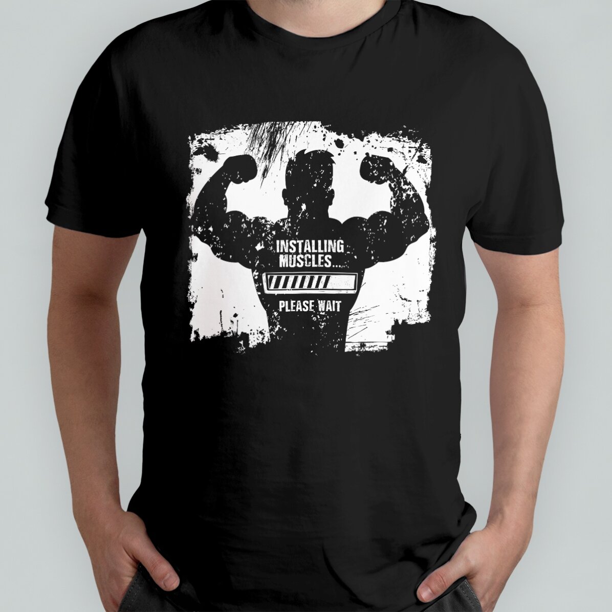 Custom T-shirt with text - Installing muscles