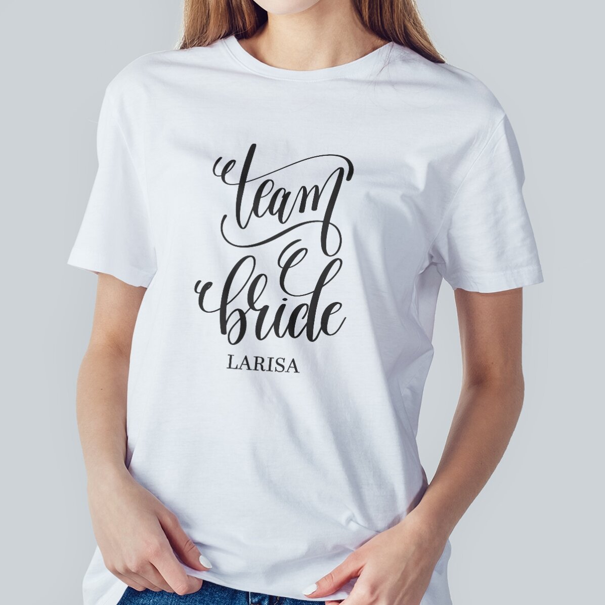 Personalisiertes T-Shirt mit Aufdruck für die Brautjungfern – Team Bride