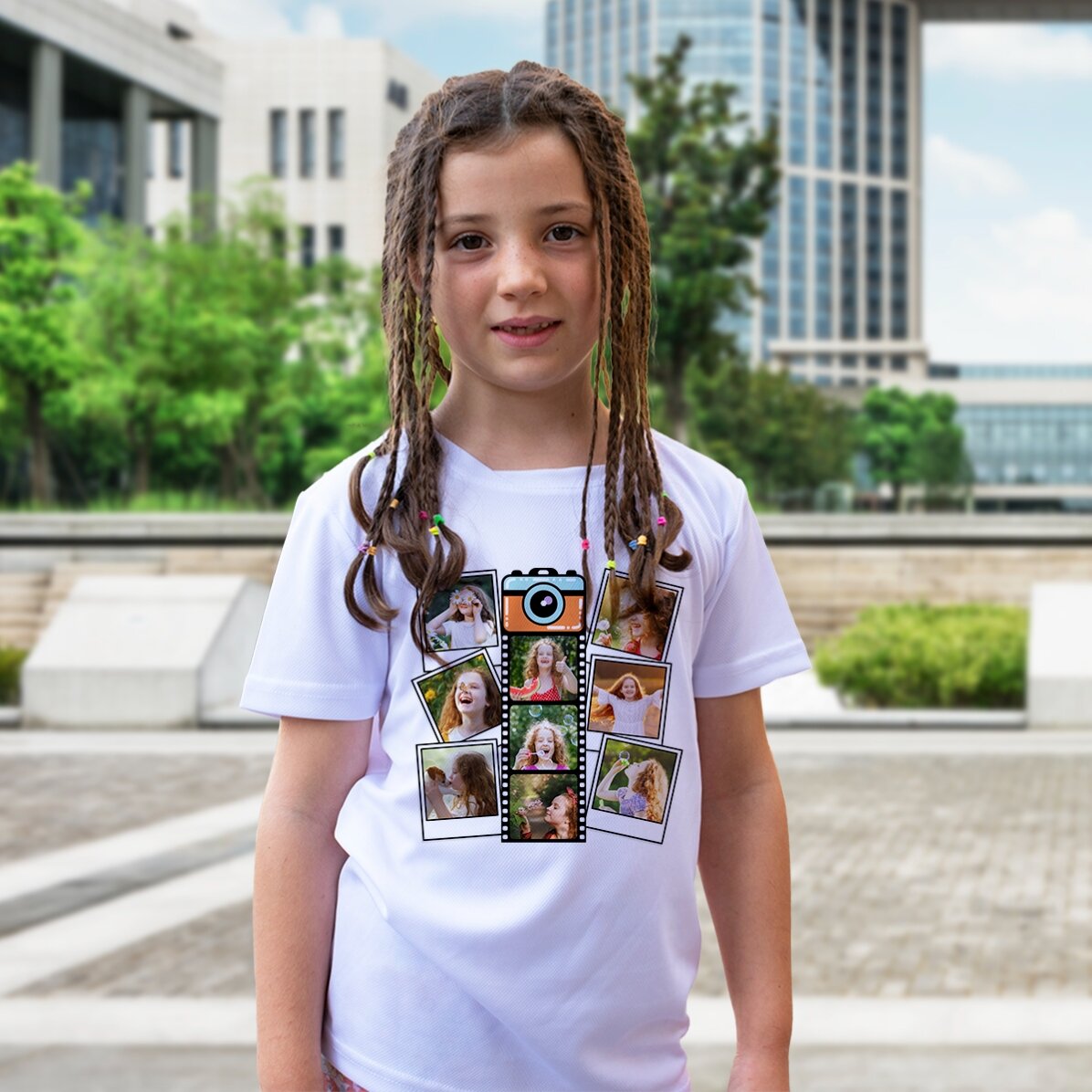 Personalisiertes Sport-T-Shirt für Kinder mit 9 Fotos