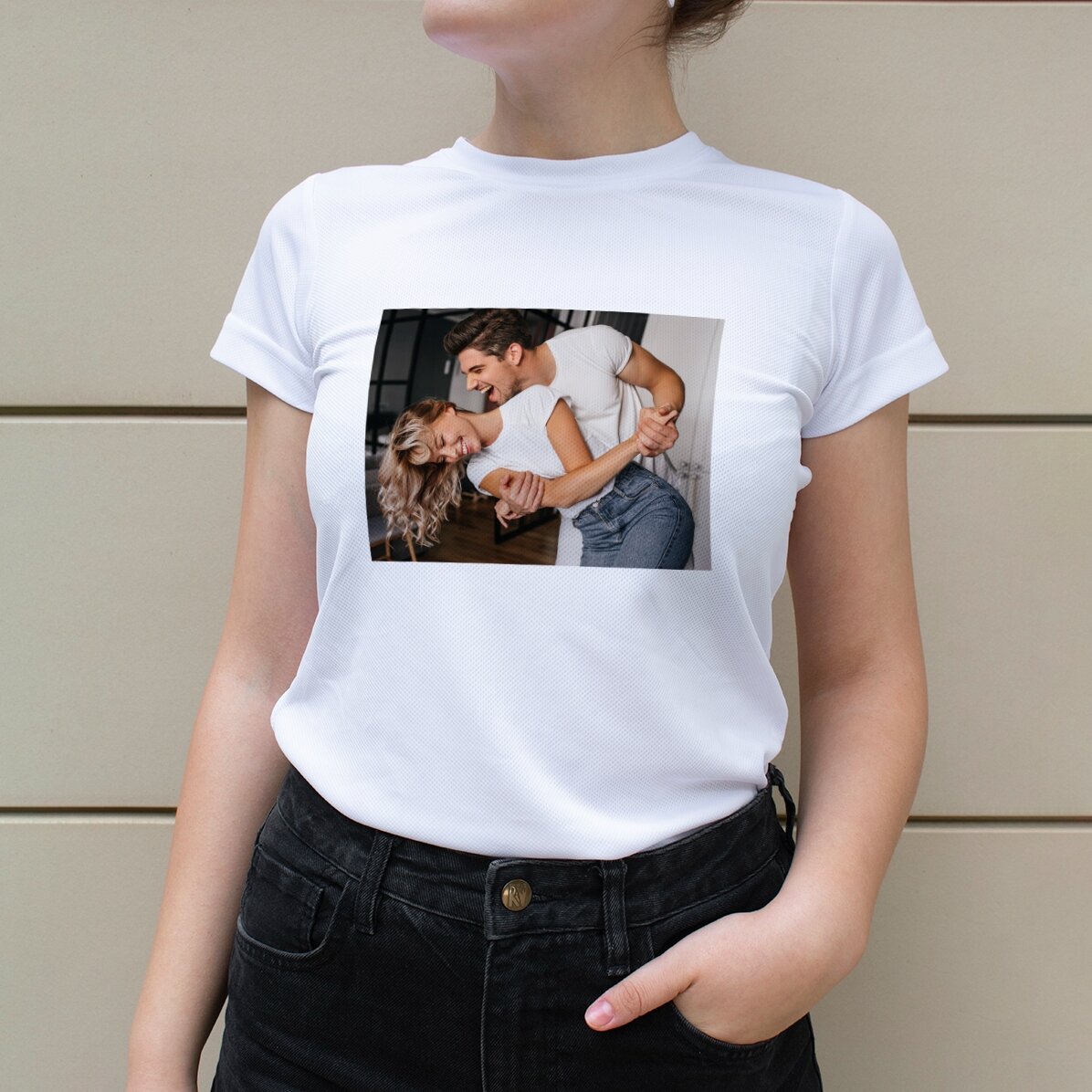 Individuell gestaltetes Sport-T-Shirt mit Querformat-Foto