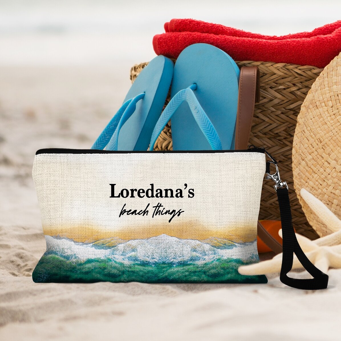 Individuell beschriftetes Accessoire-Set – Strandutensilien